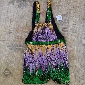 Mardi Gras Sequin Overalls